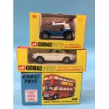 A Corgi London Transport Routemaster Bus, 468, a Corgi Whizzwheels G.P. Beach Buggy, 381 and a Corgi