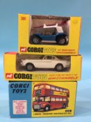 A Corgi London Transport Routemaster Bus, 468, a Corgi Whizzwheels G.P. Beach Buggy, 381 and a Corgi