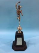 A silver trophy of Hermes 'James Dixon Sheffield 1953', 'The T Cowie trophy 1954'