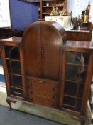 An oak china cabinet