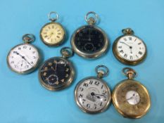 A collection of pocket watches, military, plated half Hunter etc.