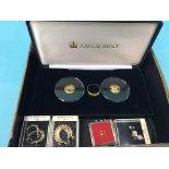 Two gold coins, a 1/2 Sovereign 9ct earrings etc.