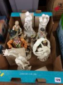 A box of assorted figures, to include Wedgwood and Royal Worcester etc.