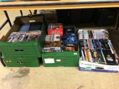 Four boxes of assorted DVDs, to include Dr Who, X-Men etc.
