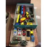 A box of assorted Corgi cars