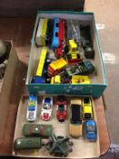 A box of assorted Corgi cars