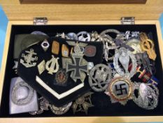 Various medals, badges and buckles