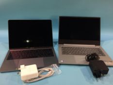 A Lenova lap top and an Apple lap top (sold as seen, spares and repairs)