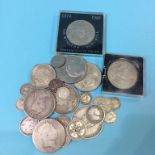 Various silver coins etc.