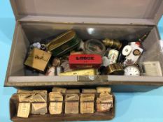 A box of assorted, to include ticket stubs and pocket watches etc.