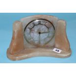 An alabaster mantel clock