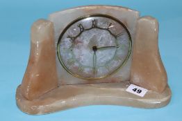 An alabaster mantel clock