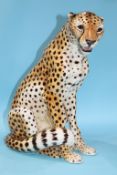 A large Italian seated Cheetah. 46cm high and two Cheetahs playing