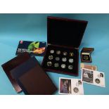 A collection of various modern cased commemorative coins