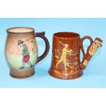 A Royal Doulton Series Ware 'Golfing' jug, D5716. 15cm high and a Dartmouth pottery golf tankard (