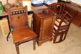 Three chairs and a bedside cabinet