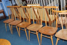 Five Ercol spindle back chairs and one other