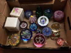 A collection of paperweights