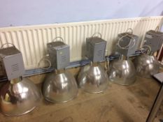 Five industrial light fittings