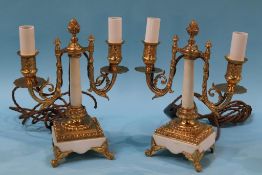 A pair of two branch table sconces (converted)