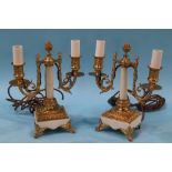A pair of two branch table sconces (converted)