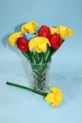 A bouquet of colourful glass Daffodils and Tulips