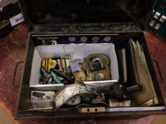 A deed box and contents