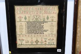 Sampler by Agnes Cowden Whittingham, October 1808, 'Ten Commandments', 34cm x 32cm