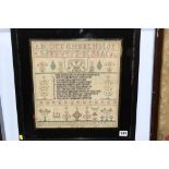 Sampler by Agnes Cowden Whittingham, October 1808, 'Ten Commandments', 34cm x 32cm