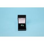 A white gold diamond emerald ring, 4.3 grams, size N