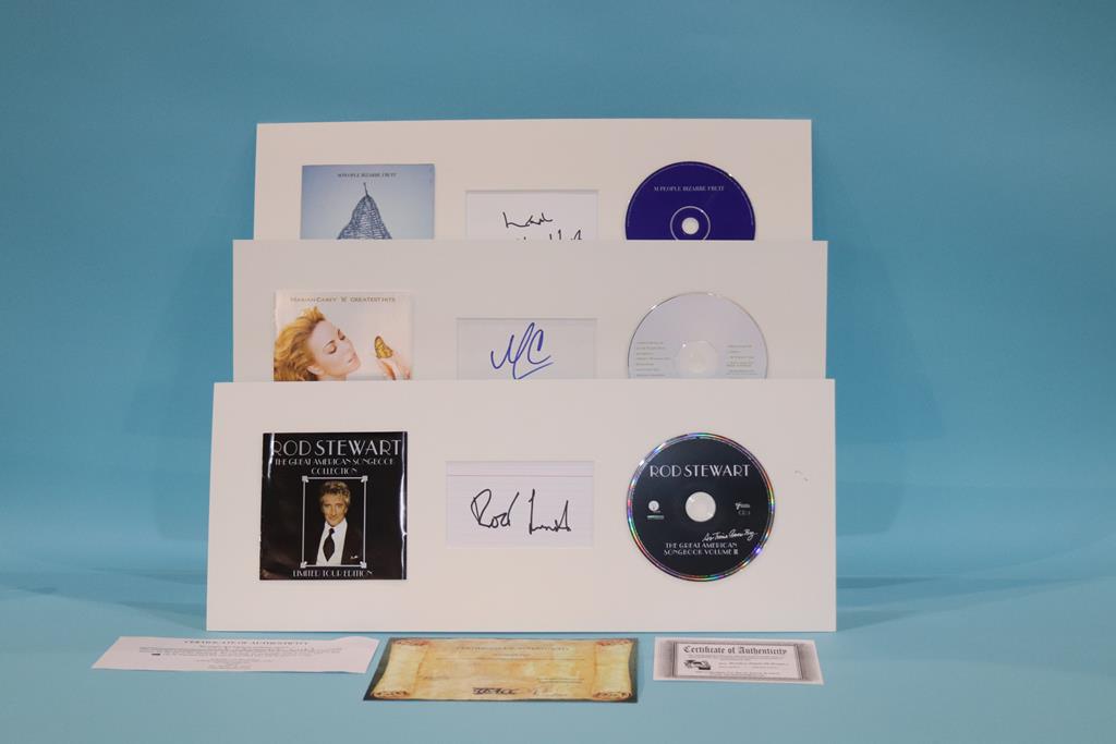Autographs; Rod Stewart, Mariah Carey, M People (3)