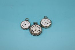A silver cased pocket watch and two others