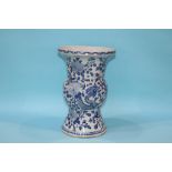A large blue and white vase, 38.5cm height x 26cm width approx.