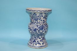 A large blue and white vase, 38.5cm height x 26cm width approx.