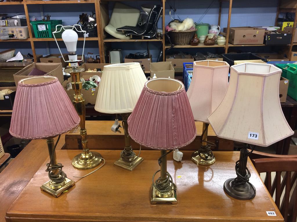 A quantity of table lamps