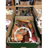 Various musical instruments and parts, in two boxes