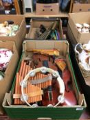 Various musical instruments and parts, in two boxes