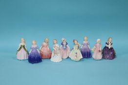 Nine small Royal Doulton ladies
