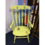 A painted rocking chair