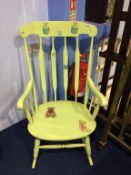 A painted rocking chair