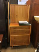 Teak wardrobe and chest of drawers and a corner unit