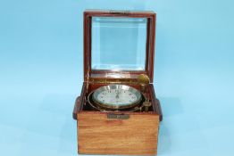 A ships Chronograph, signed 'Wempe Chronometer Werke Hamburg', in fitted mahogany case, no 7204