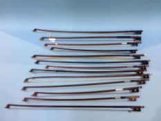 Fourteen unnamed violin bows