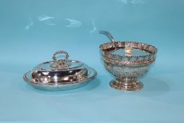 A silver plated oval tureen and a quantity of silver plated wares