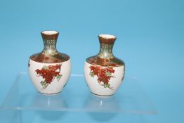 A pair of mini Satsuma vases, 6.5cm height x 4.5cm width approx.