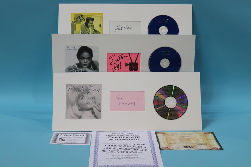 Autographs; Doris Day, Eartha Kitt, Fats Domino (3) - Image 2 of 2