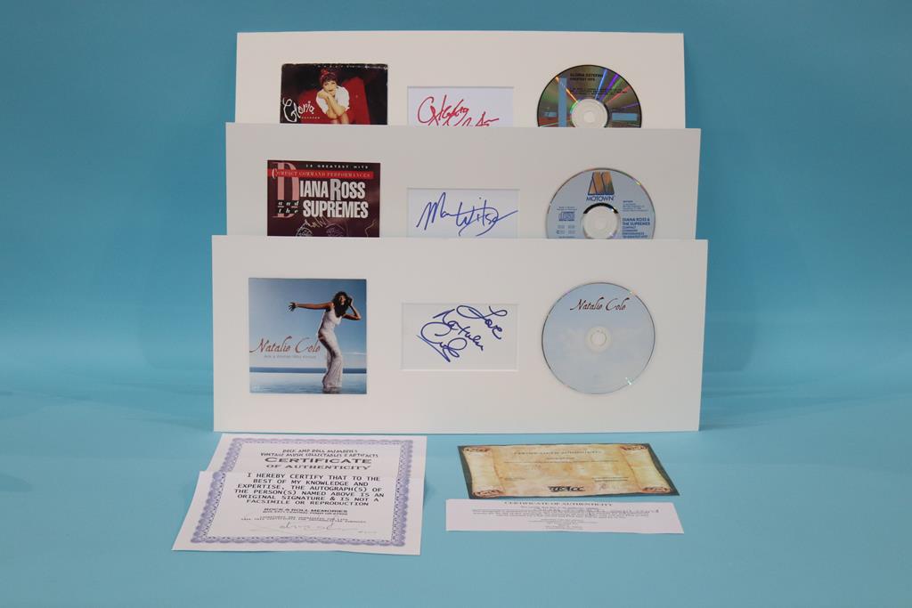 Autographs; Natalie Cole, Gloria Estefan, The Supremes-Mary Wilson (3)