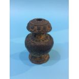 A Tibetan gilt bronze vase, 7cm height x 5cm width approx.