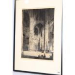 Etching by Alfred Affleck of Burges Cathedral, signed in pencil, 64cm x 43cm