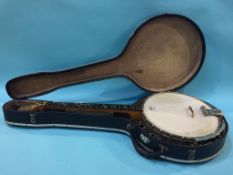 A William Lange, 'Paramount Style A' banjo and case